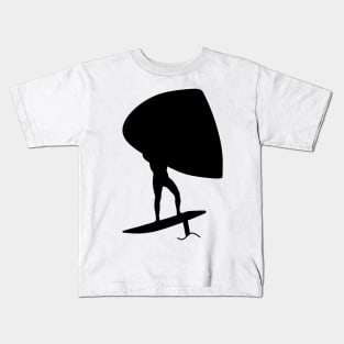 Wing surfer doing wingfoiling with foil wing Kids T-Shirt